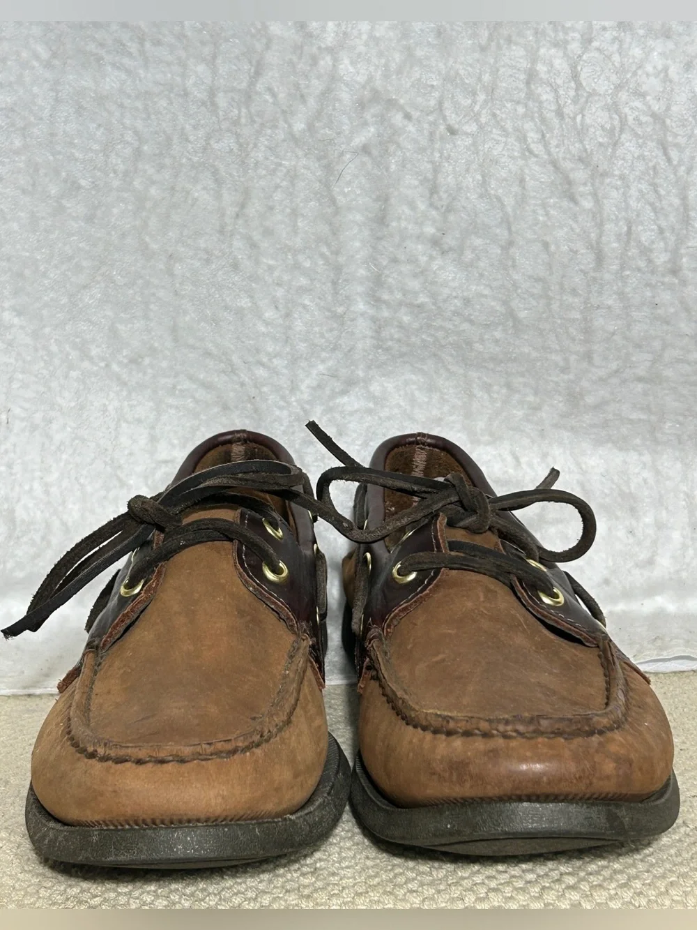 Sperry Mens Brown Leather Authentic Original 2-Eye Boat Deck SlipOn Shoes SZ 9.5